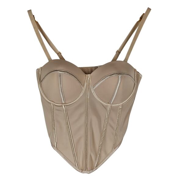 MICAS CURVE WOMEN'S BEIGE NUDE Solid Bustier Corset Top - SIZE X-LARGE (XL) - Picture 1 of 9